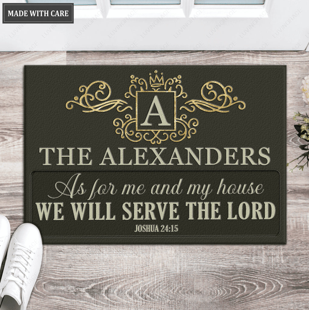 Luvingrace L60 Royal Monogram Collection As For My House Personalized Doormat