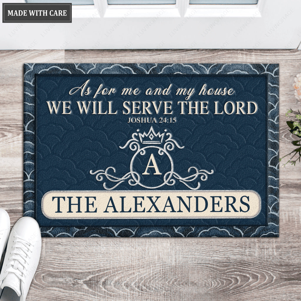Luvingrace L61 Royal Monogram Collection As For My House Personalized Doormat