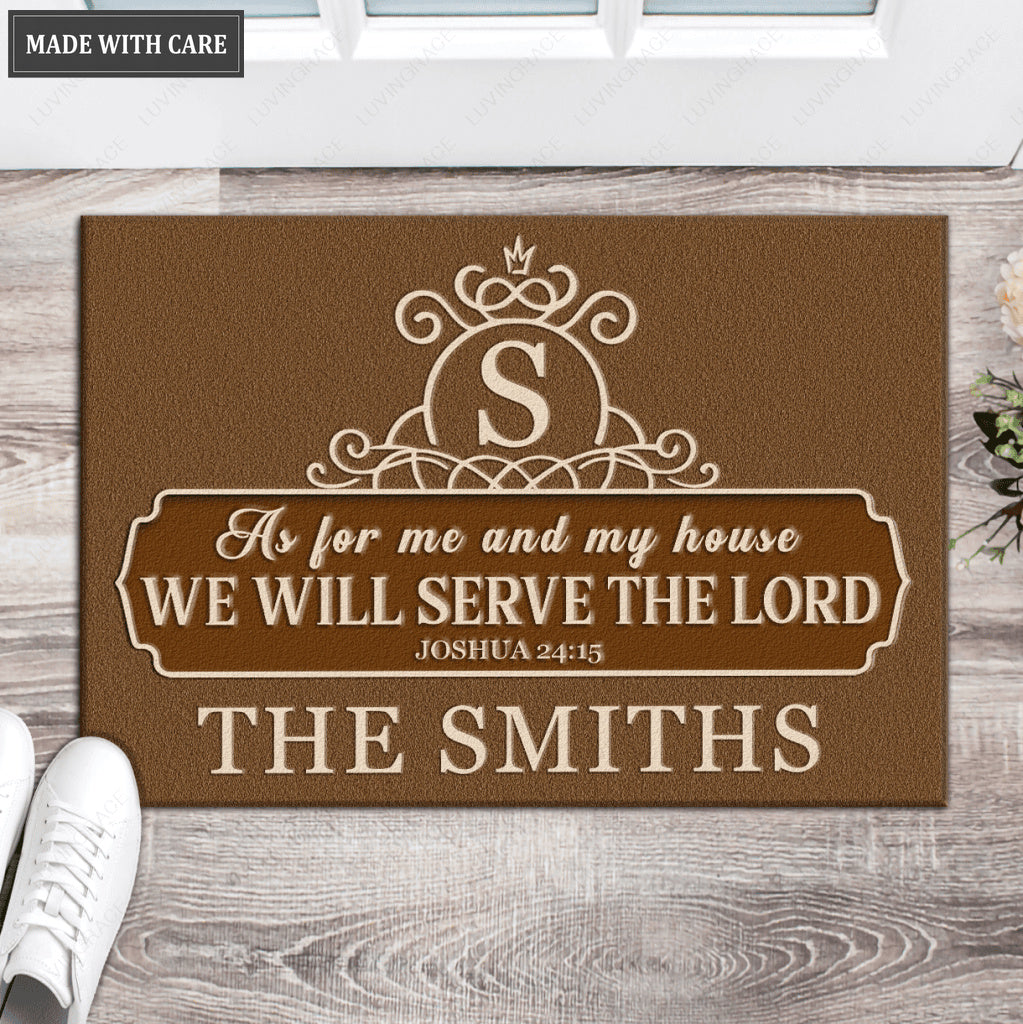 Luvingrace L63 Royal Monogram Collection As For My House Personalized Doormat