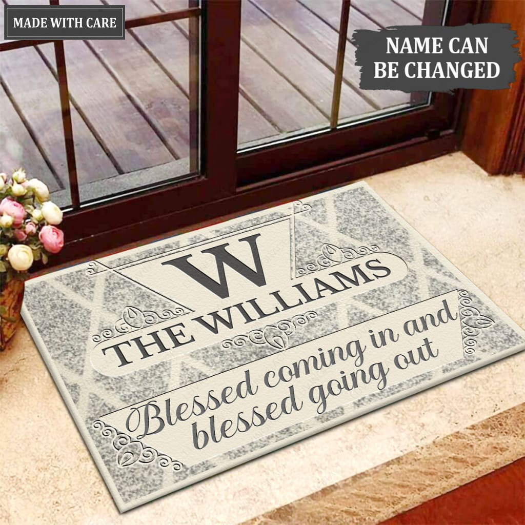 Luvingrace M48 Luxury Monogram Collection Blessed Coming In Personalized Doormat