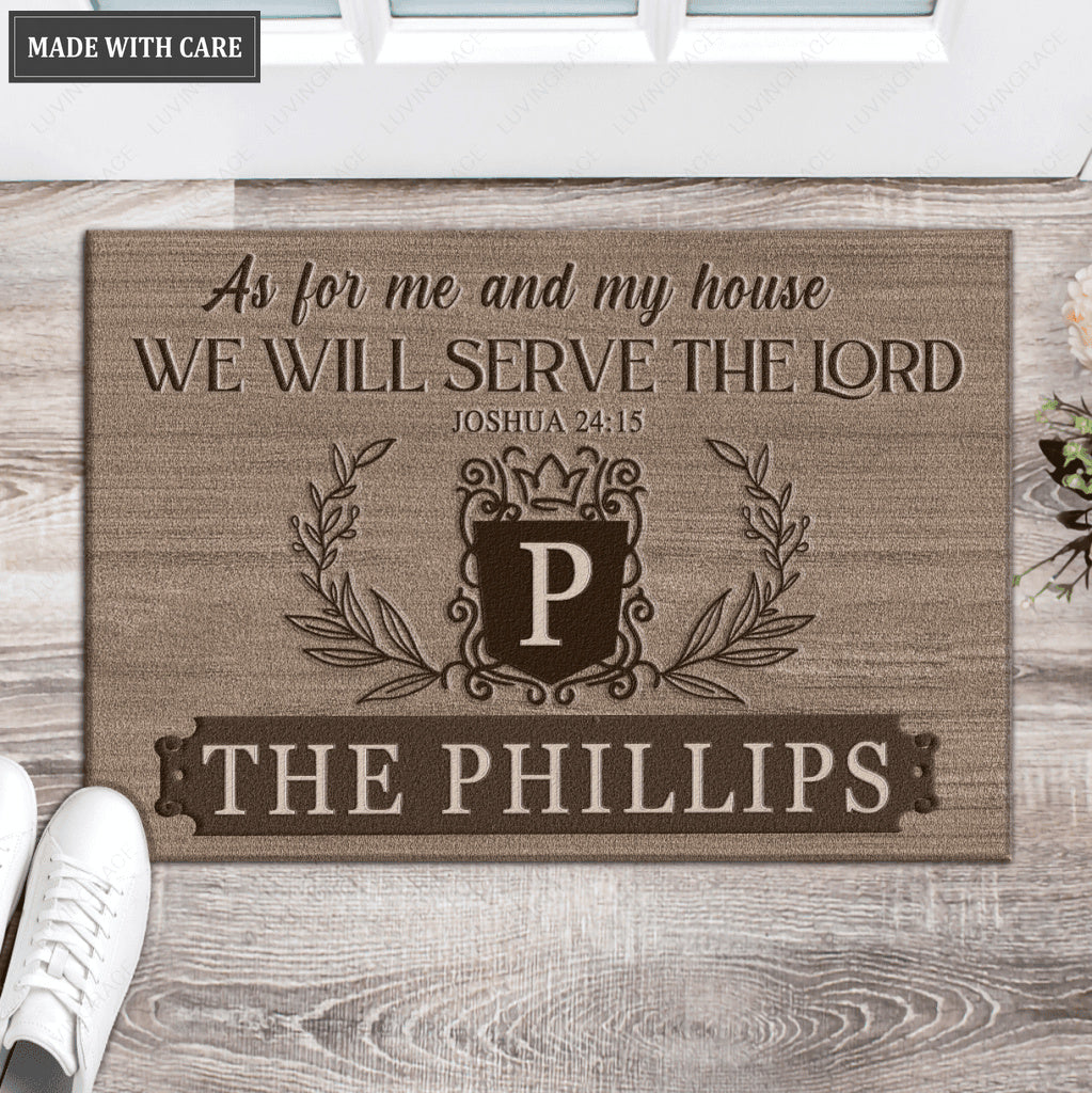 Luvingrace L65 Royal Monogram Collection As For My House Personalized Doormat