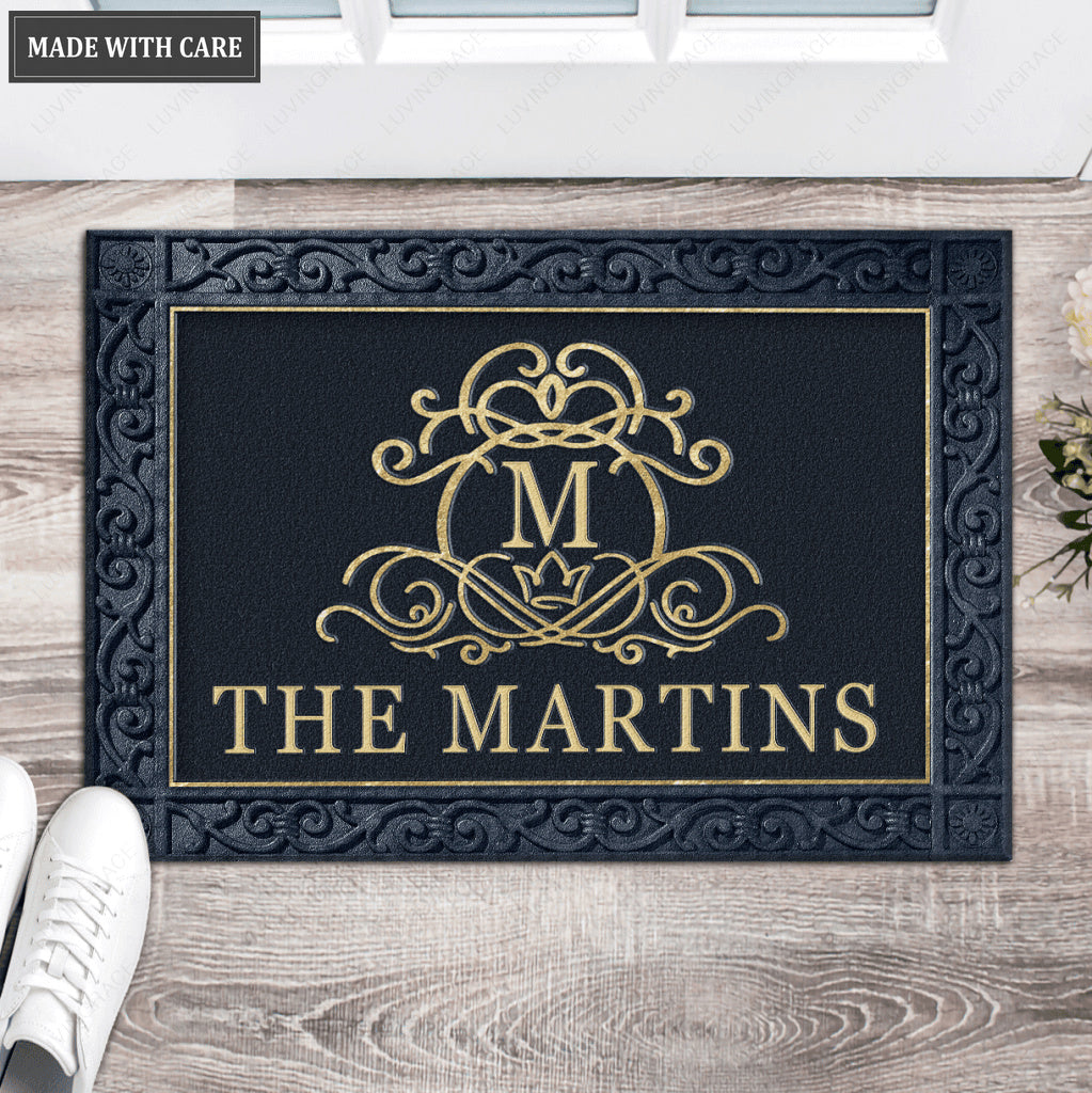 Luvingrace L66 Royal Monogram Collection Family Name Personalized Doormat