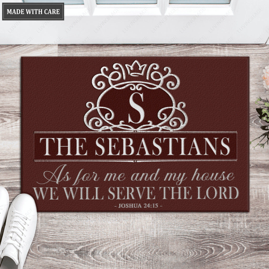 Luvingrace L68 Royal Monogram Collection As For My House Personalized Doormat