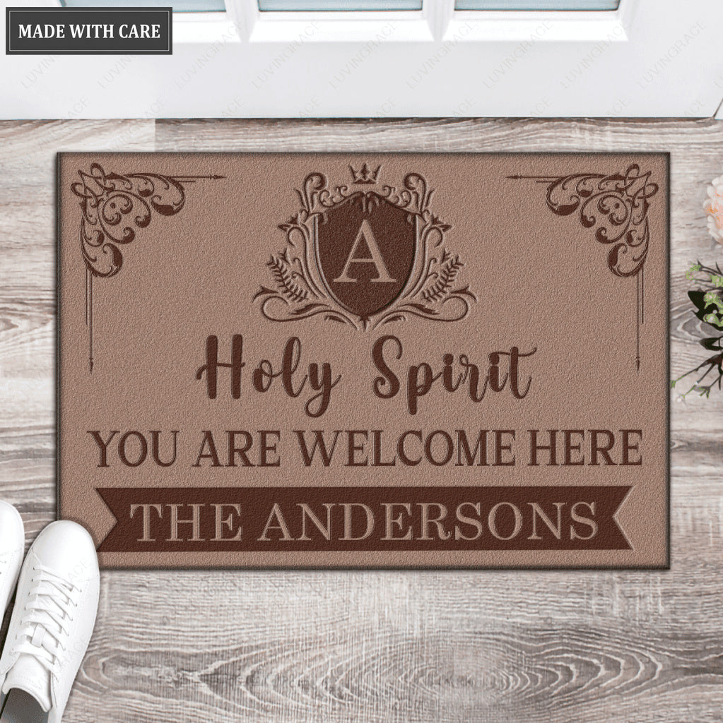 Luvingrace L72 Luxury Monogram Collection Holy Spirit Personalized Doormat