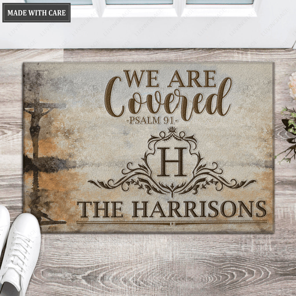 Luvingrace L75 Luxury Monogram Collection We Are Covered Personalized Doormat