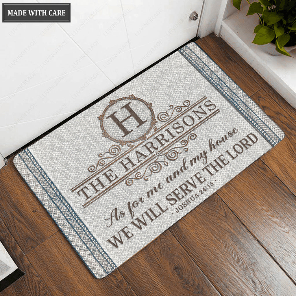 Luvingrace L81 Vintage Monogram Collection As For My House Personalized Doormat