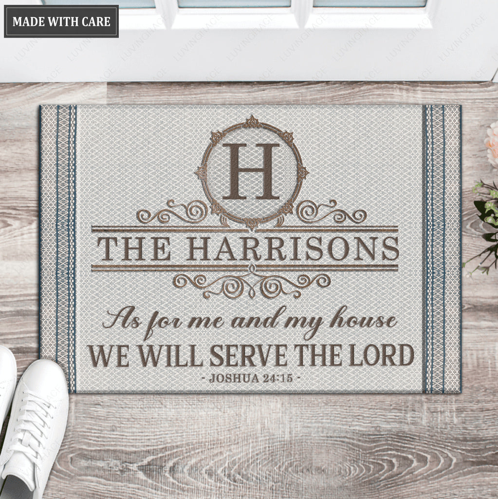 Luvingrace L81 Vintage Monogram Collection As For My House Personalized Doormat