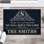 Printfamily L82 Vintage Monogram Collection As For My House Personalized Doormat