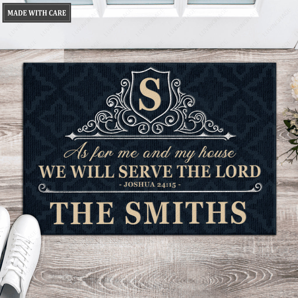 Luvingrace L82 Vintage Monogram Collection As For My House Personalized Doormat