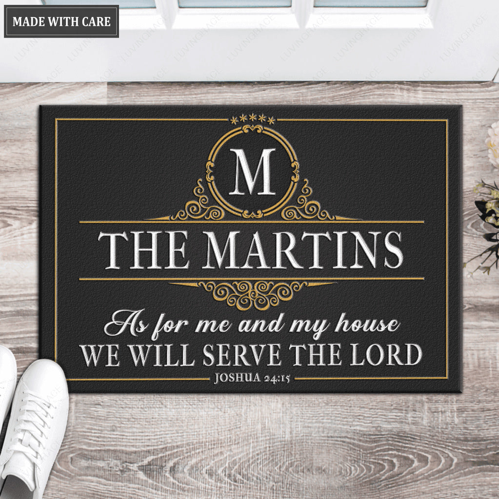Luvingrace L83 Vintage Monogram Collection As For My House Personalized Doormat