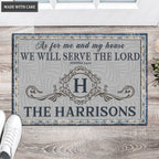 Printfamily L84 Vintage Monogram Collection As For My House Personalized Doormat
