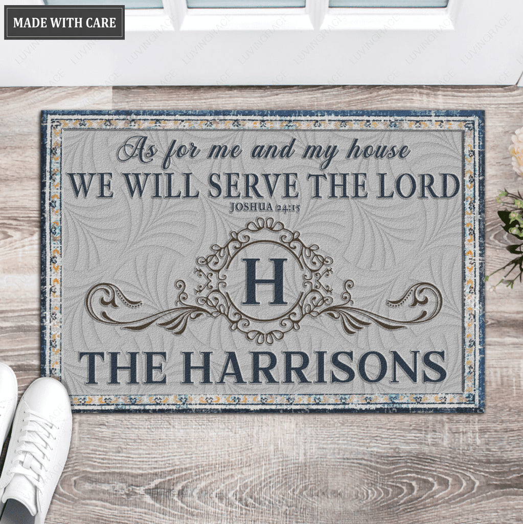 Luvingrace L84 Vintage Monogram Collection As For My House Personalized Doormat