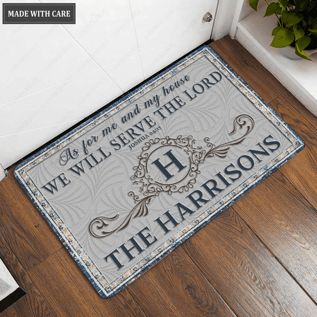 Luvingrace L84 Vintage Monogram Collection As For My House Personalized Doormat