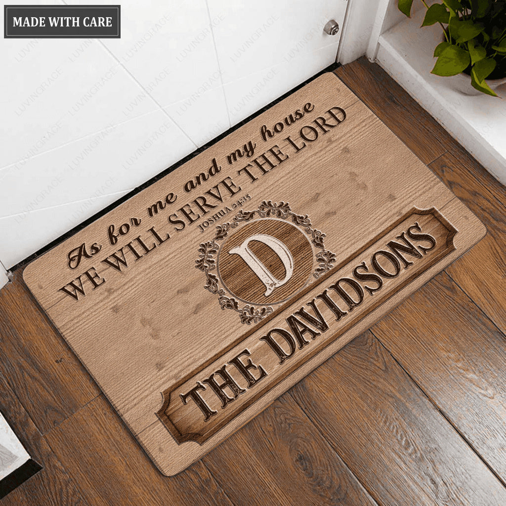 Luvingrace L85 Vintage Monogram Collection As For My House Personalized Doormat