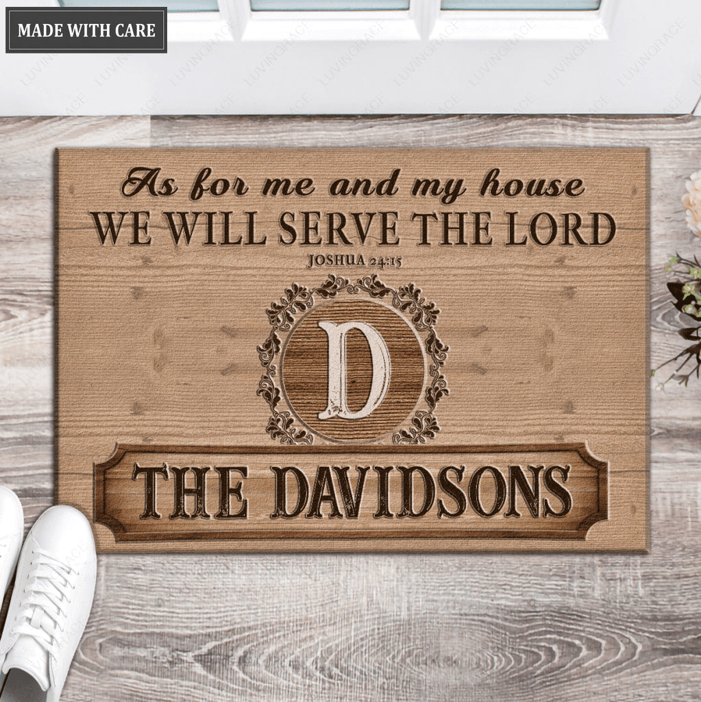 Luvingrace L85 Vintage Monogram Collection As For My House Personalized Doormat