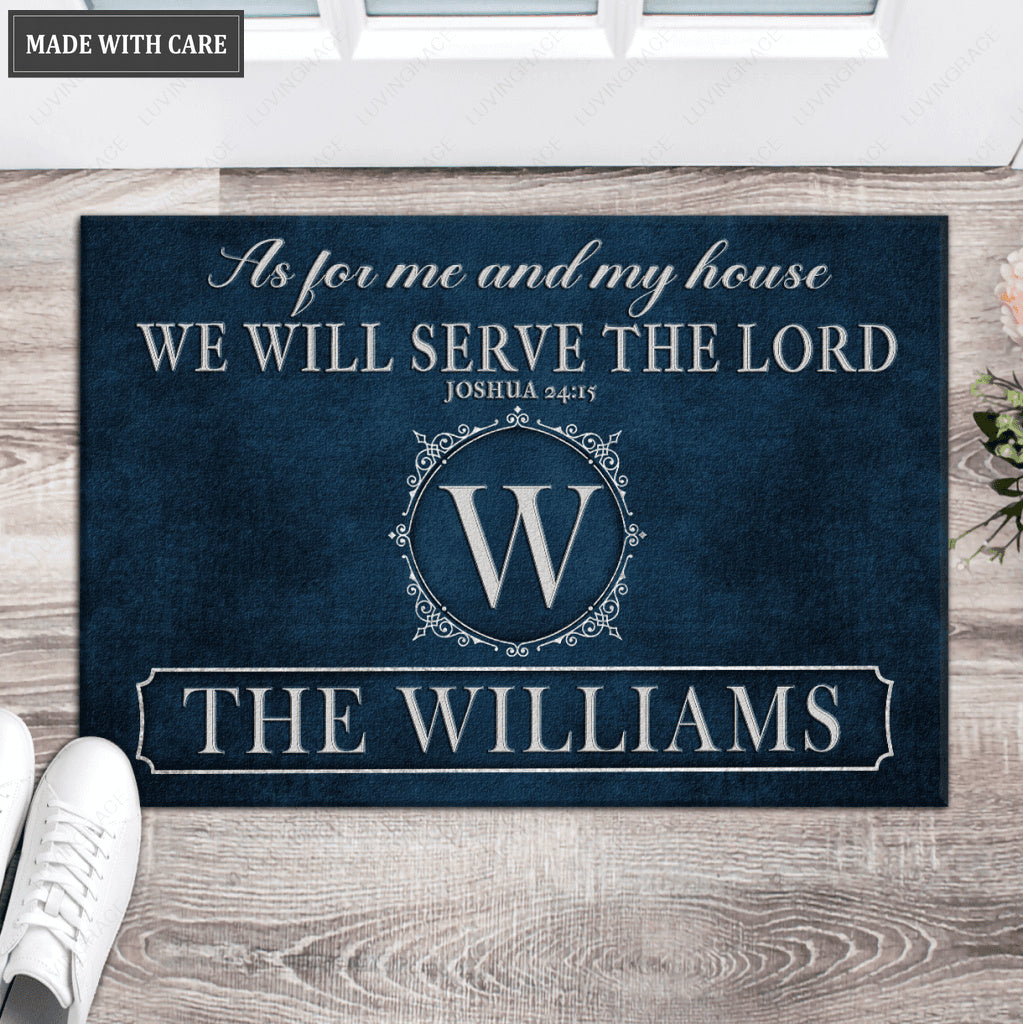 Luvingrace L86 Vintage Monogram Collection As For My House Personalized Doormat