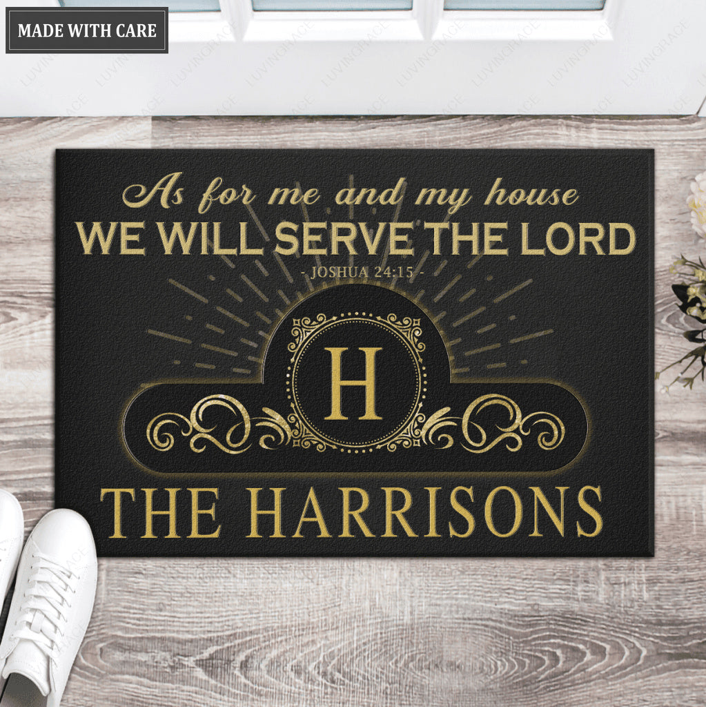 Luvingrace L87 Vintage Monogram Collection As For My House Personalized Doormat