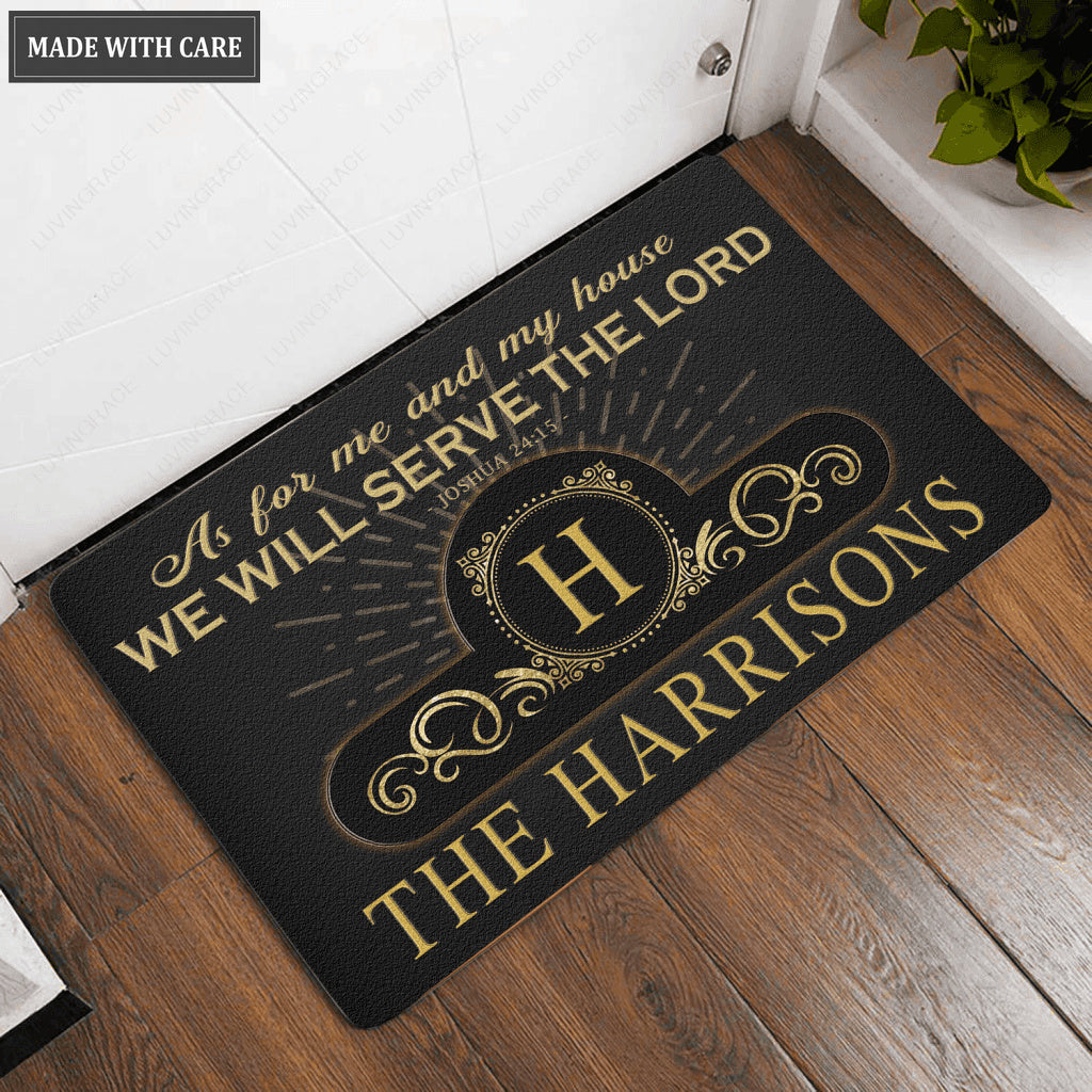 Luvingrace L87 Vintage Monogram Collection As For My House Personalized Doormat