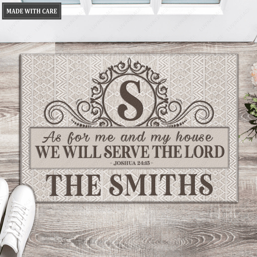 Luvingrace L88 Vintage Monogram Collection As For My House Personalized Doormat