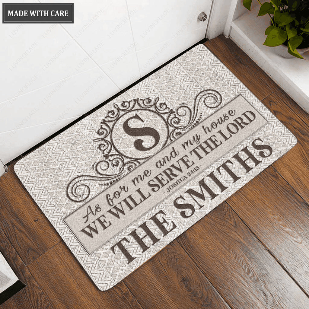 Luvingrace L88 Vintage Monogram Collection As For My House Personalized Doormat
