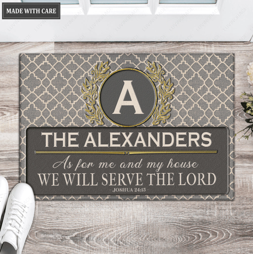 Luvingrace L89 Vintage Monogram Collection As For My House Personalized Doormat