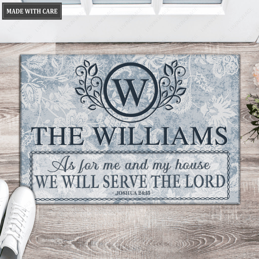 Luvingrace L90 Floral Monogram Collection As For My House Personalized Doormat