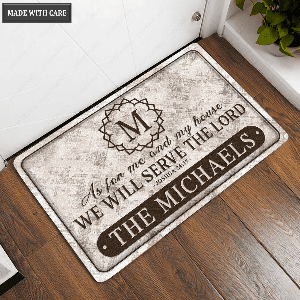 Luvingrace L91 Vintage Monogram Collection As For My House Personalized Doormat