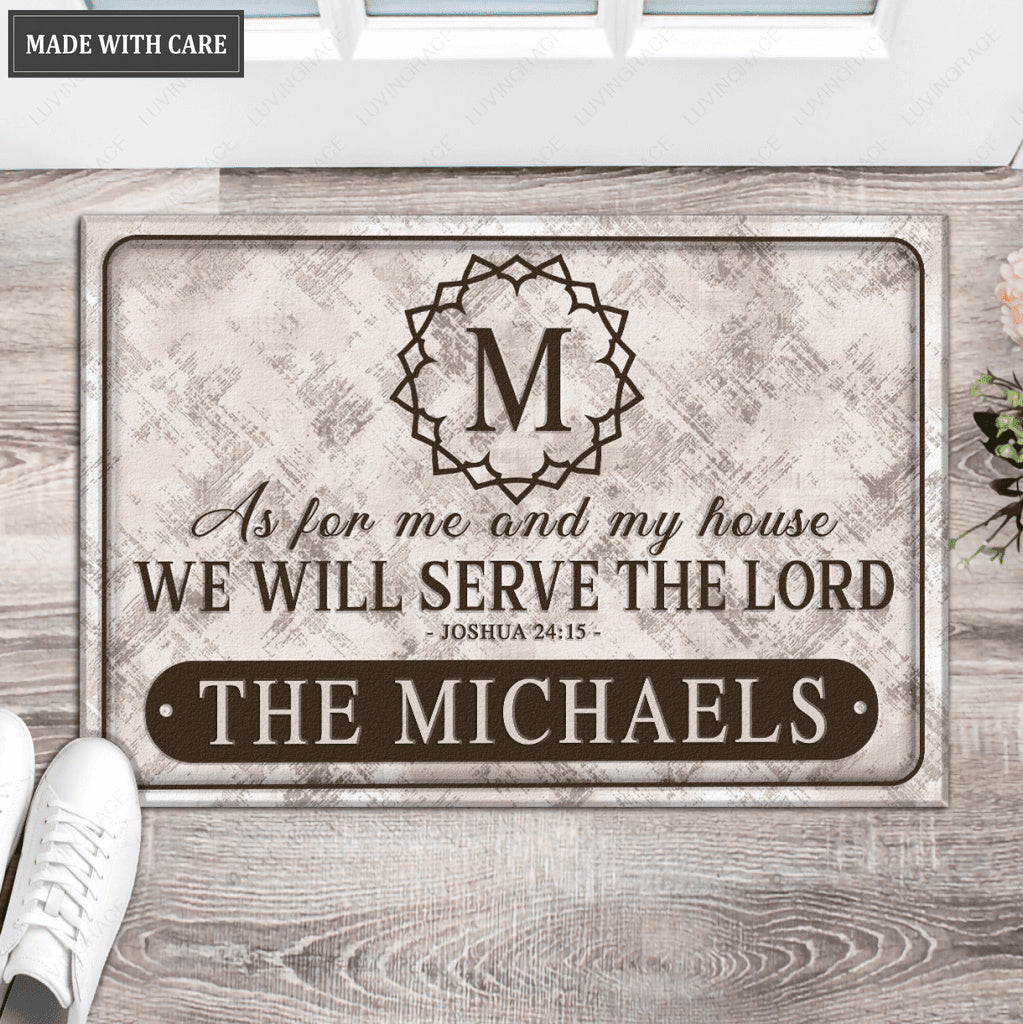 Luvingrace L91 Vintage Monogram Collection As For My House Personalized Doormat