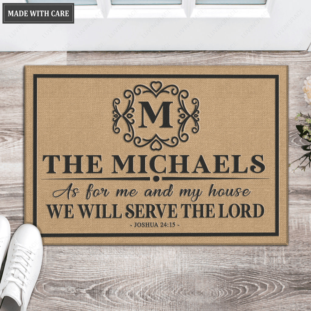 Luvingrace L93 Vintage Monogram Collection As For My House Personalized Doormat