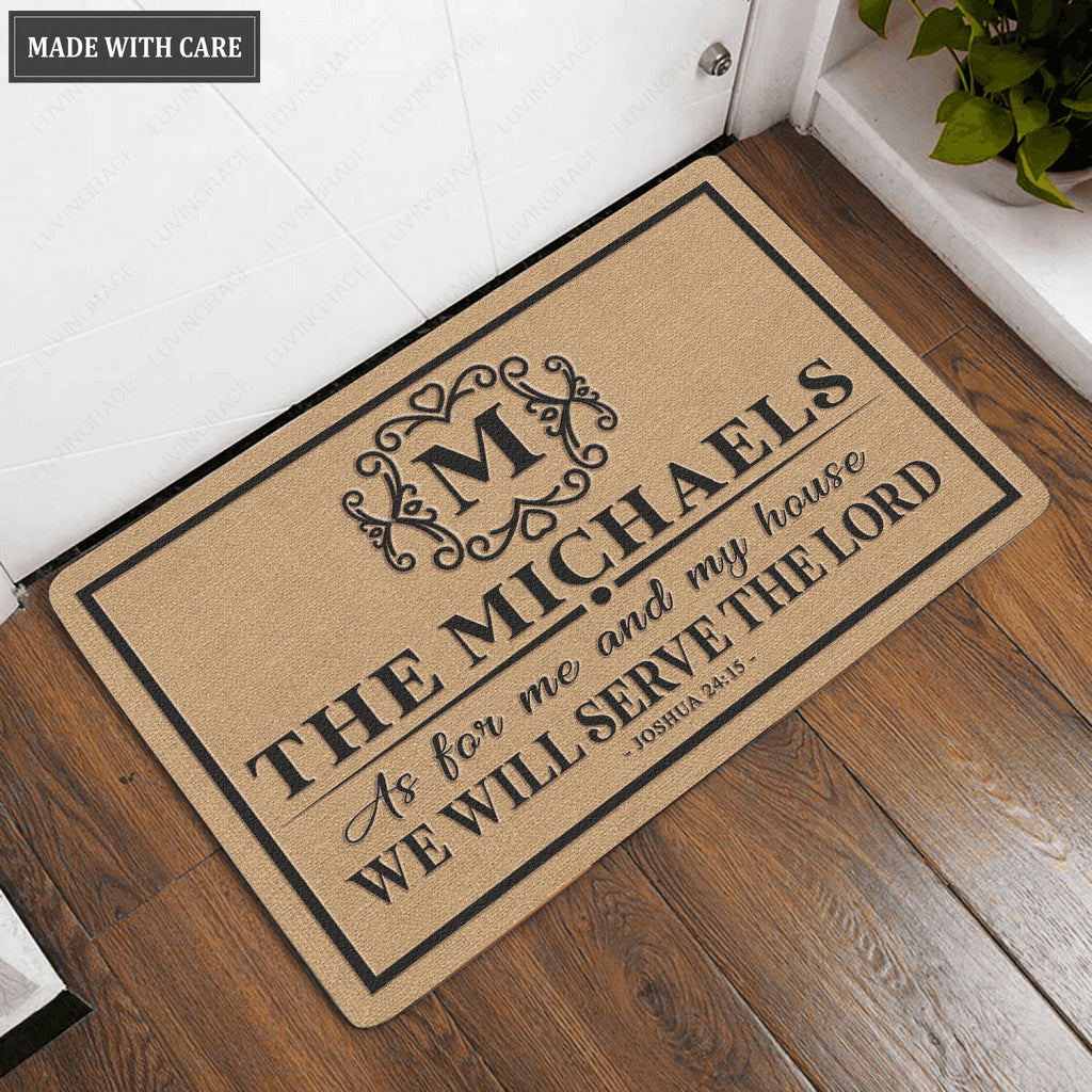 Luvingrace L93 Vintage Monogram Collection As For My House Personalized Doormat