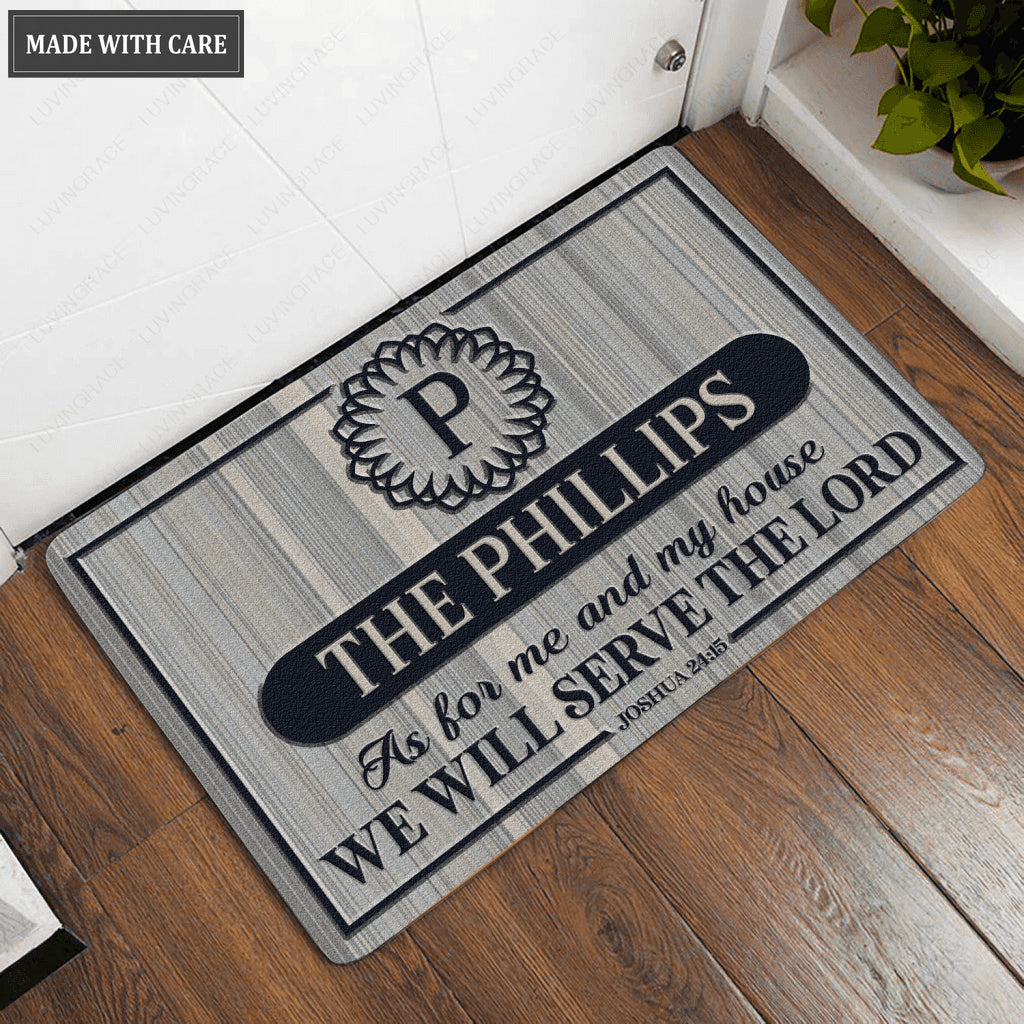 Luvingrace L94 Vintage Monogram Collection As For My House Personalized Doormat