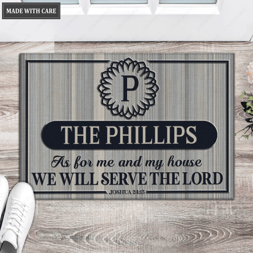 Luvingrace L94 Vintage Monogram Collection As For My House Personalized Doormat