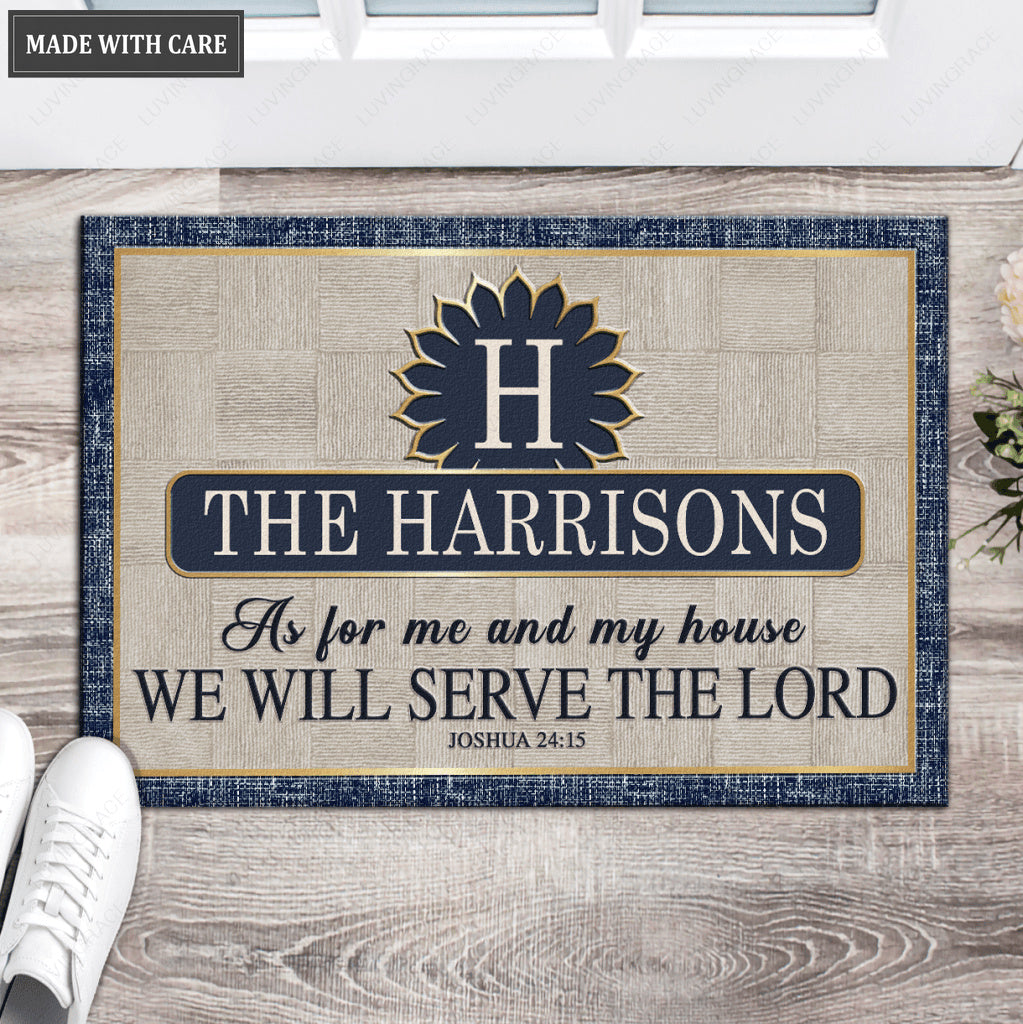 Luvingrace L95 Vintage Monogram Collection As For My House Personalized Doormat
