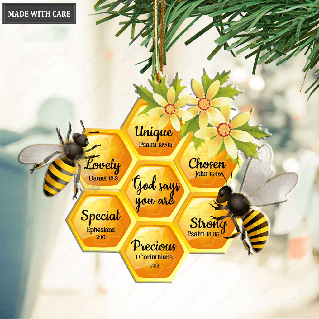 Honey Bee Honeycomb God Says You Are Ornament