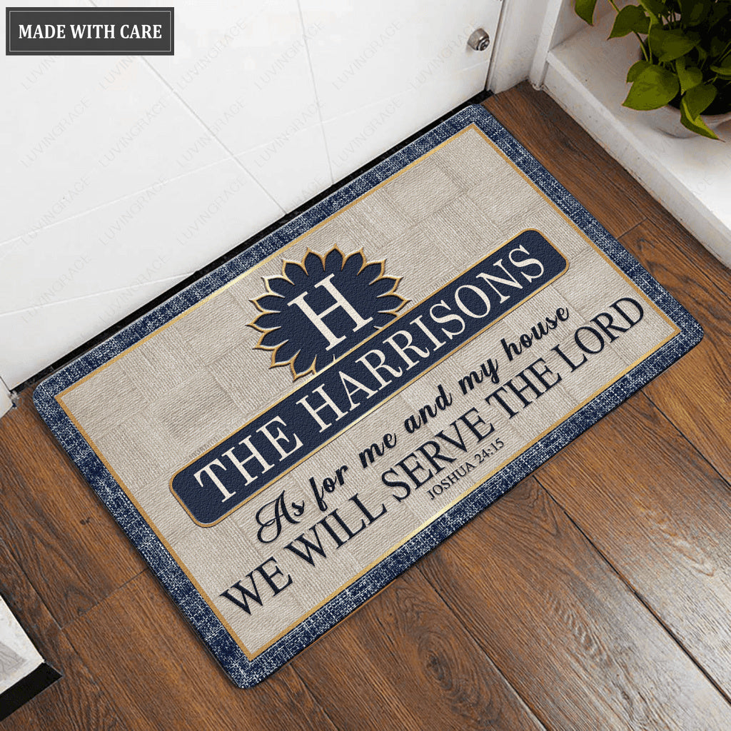 Luvingrace L95 Vintage Monogram Collection As For My House Personalized Doormat
