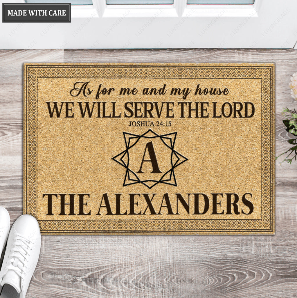 Luvingrace L96 Vintage Monogram Collection As For My House Personalized Doormat