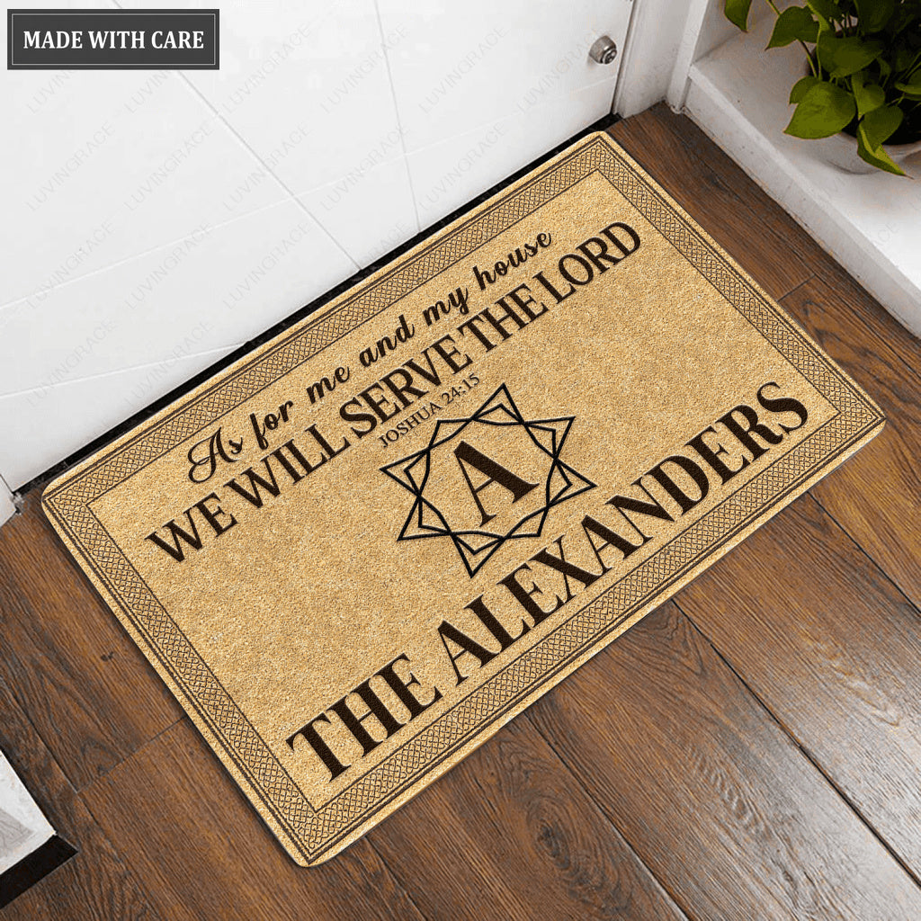 Luvingrace L96 Vintage Monogram Collection As For My House Personalized Doormat