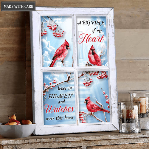 A Big Piece Of My Heart Lives In Heaven Cardinal Wall Art
