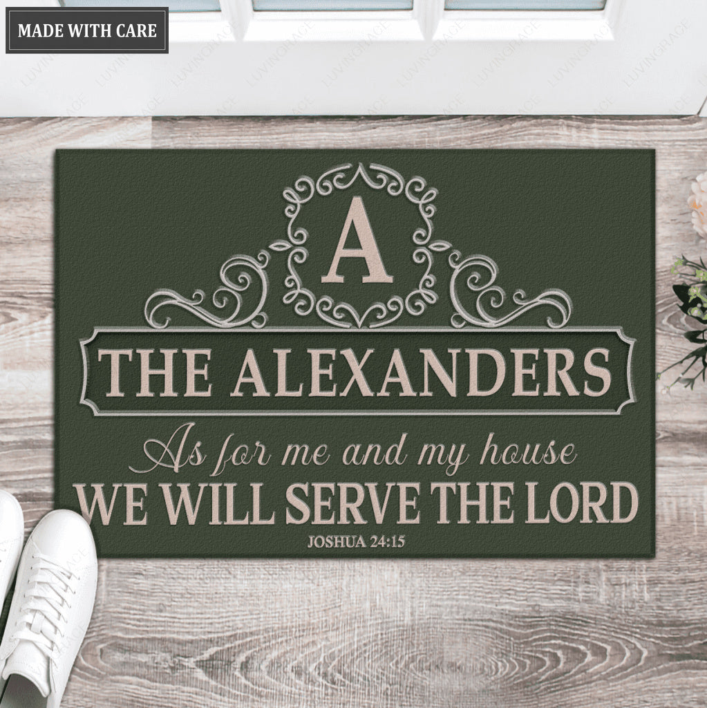 Luvingrace L97 Vintage Monogram Collection As For My House Personalized Doormat