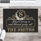 Printfamily L98 Elegant Vintage Monogram Collection Blessed Coming In Personalized Doormat