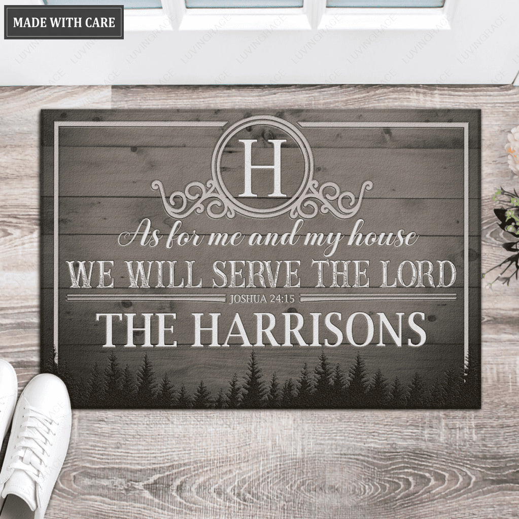 Luvingrace L99 Vintage Monogram Collection As For My House Personalized Doormat