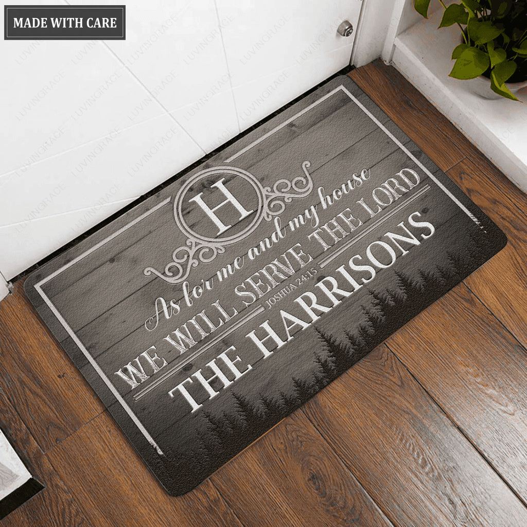 Luvingrace L99 Vintage Monogram Collection As For My House Personalized Doormat