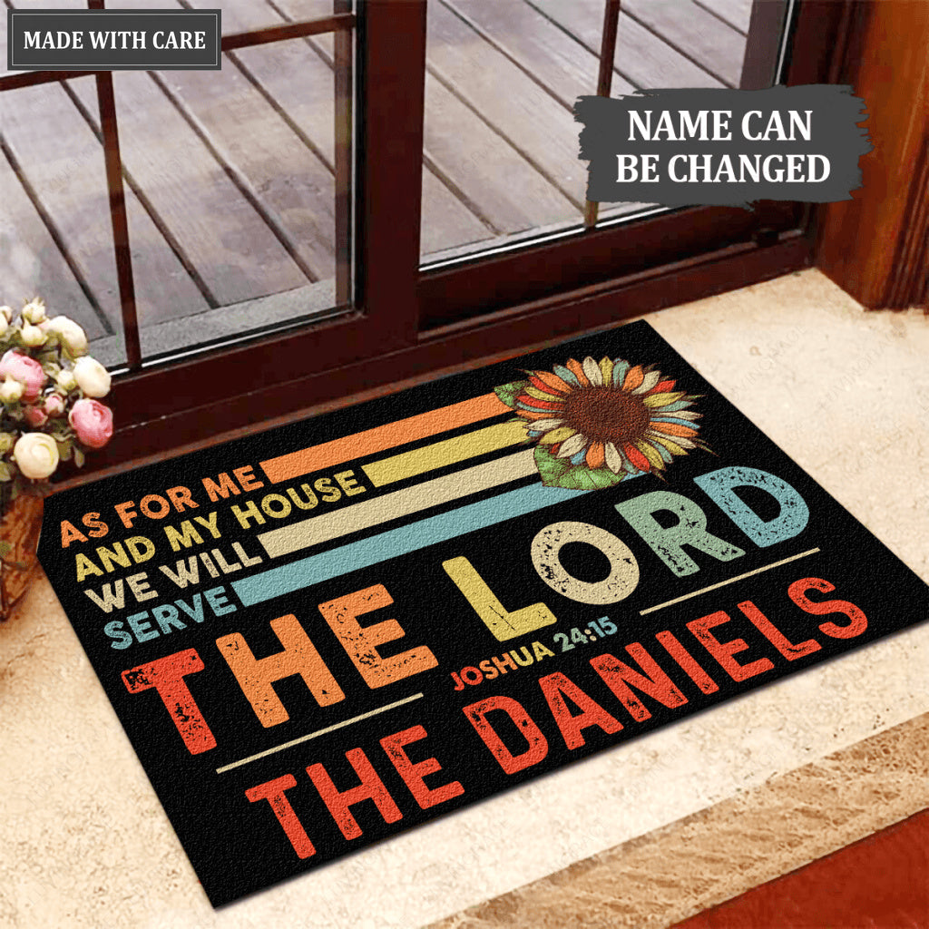Personalized Sunflower As For Me And My House Doormat