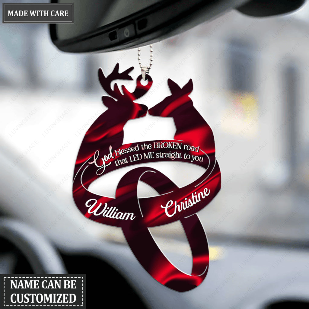 Rings With Deer Couple God Blessed Personalized Ornament