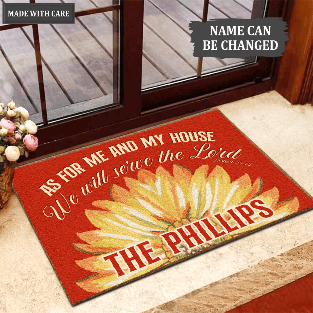 Sunflower Serve The Lord Personalized Doormat