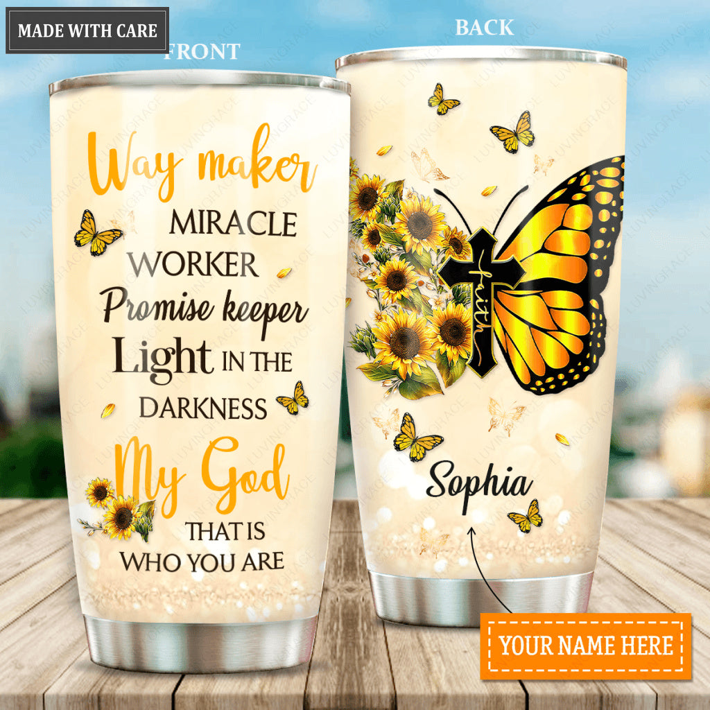 Butterfly Way Maker Customized Tumbler