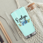 Blue Floral 60th Birthday Not A Day Over Fabulous Custom Tumbler Gifts - Personalized Stainless Steel Tumbler