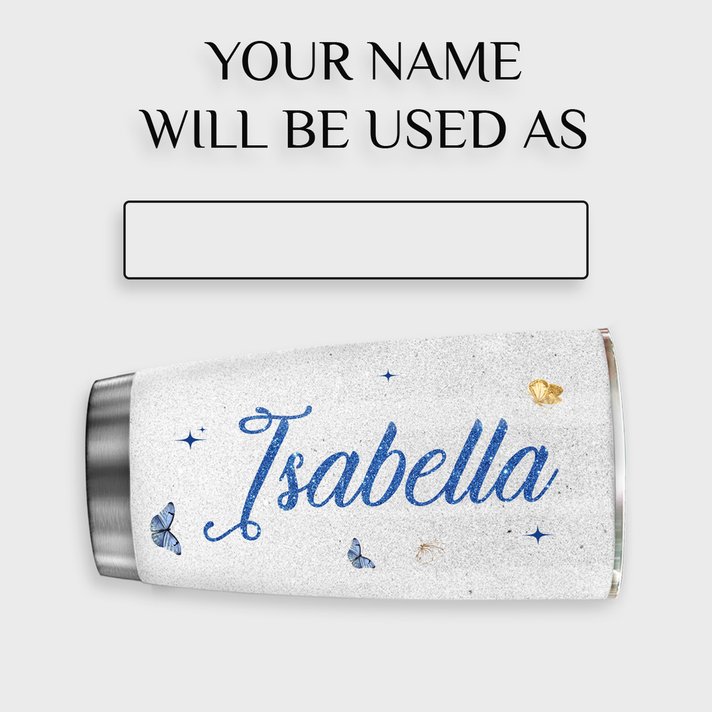 Blue Golden Glitter Floral 70th Birthday Looks 28 Feels 29 Act 13 Custom Gifts Tumbler - Personalized Stainless Steel Tumbler