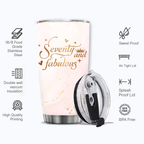 Rose Gold 70th Birthday Seventy And Fabulous Custom Tumbler Gifts - Personalized Stainless Steel Tumbler