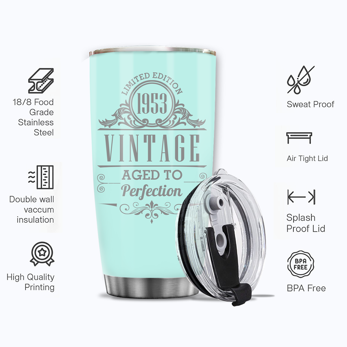 Vintage 70th Birthday 1953 Aged To Prefection Limited Editon Custom Tumbler Gifts - Personalized Stainless Steel Tumbler